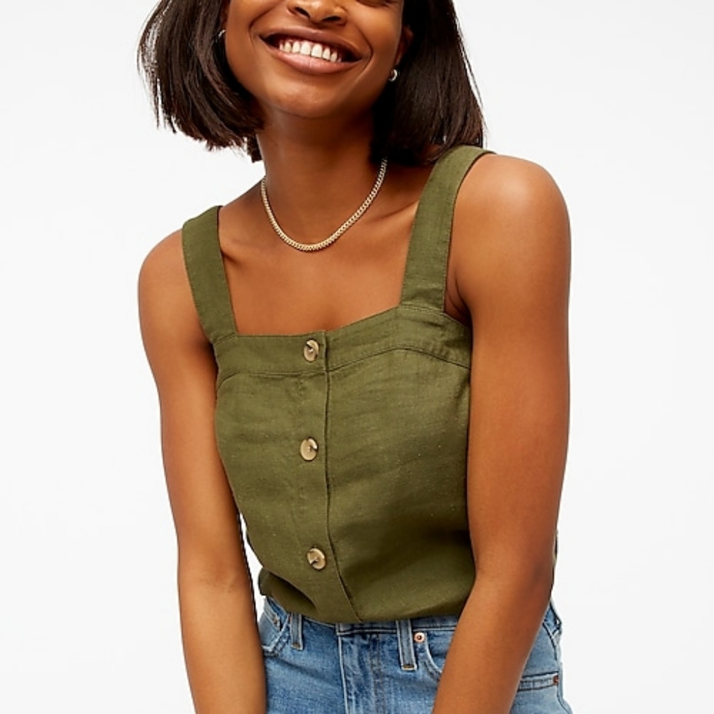 J. Crew Factory linen blend button front tank